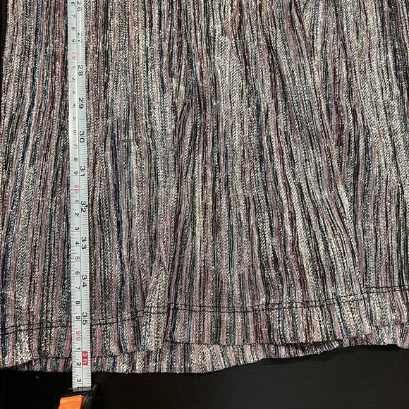 Julia Jordan Multi Colored Shimmery Stripe Metallic Long Sleeve Faux Wrap Dress - Picture 15 of 15